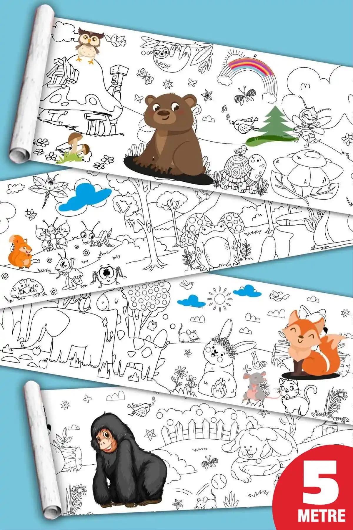 Hayvanlar Alemi Temalı Dev Boyama Kağıdı ile Çocukların Yaratıcılığını Destekleyin