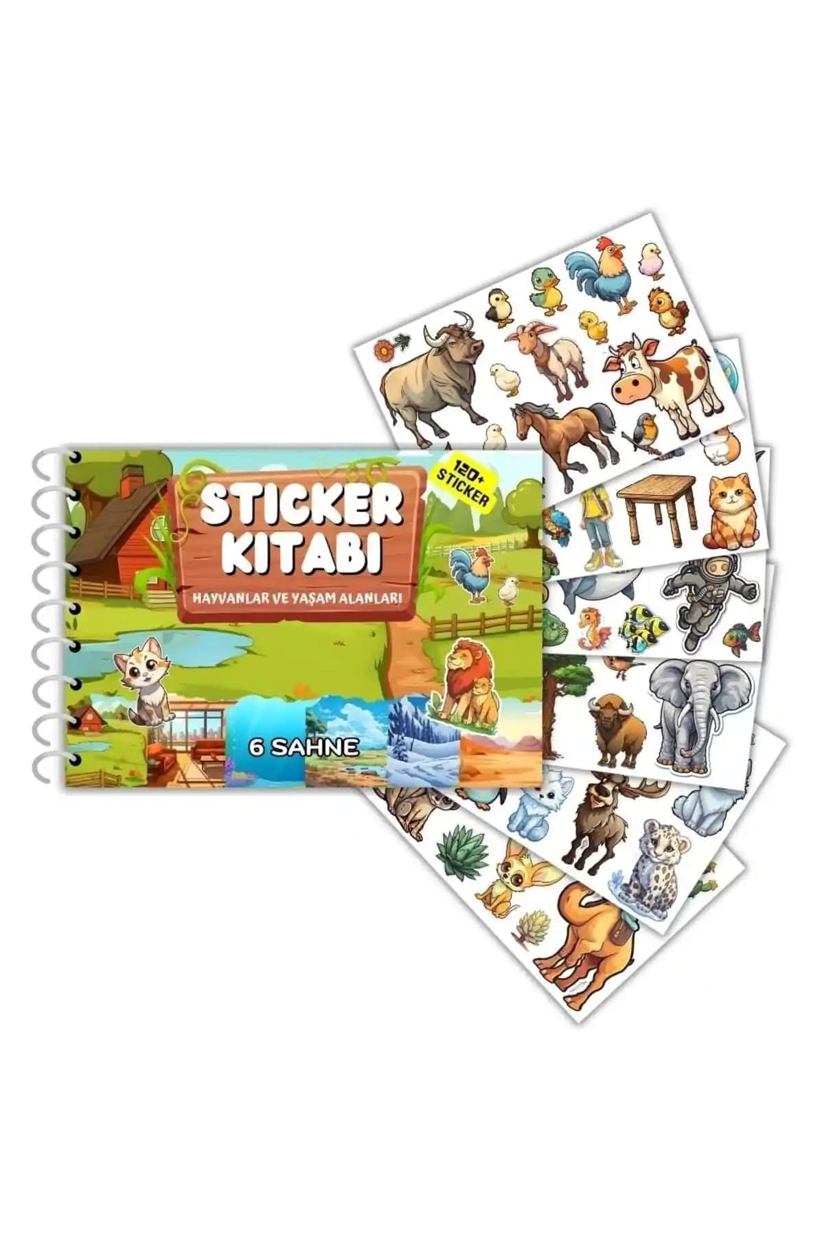 Minkino Hayvanlar ve Yaşam Alanları Sticker Kitabı Çocuklar İçin Eğitici ve Eğlenceli Öğrenme Aracı