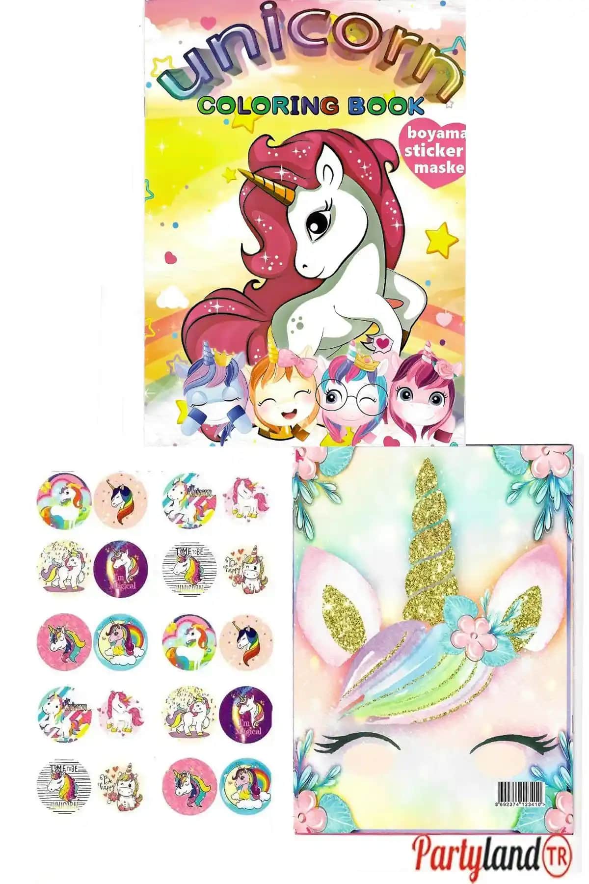 PartylandTR Unicorn Boyama Kitabı Çocuklar İçin Eğlenceli ve Eğitici Aktivite Seti