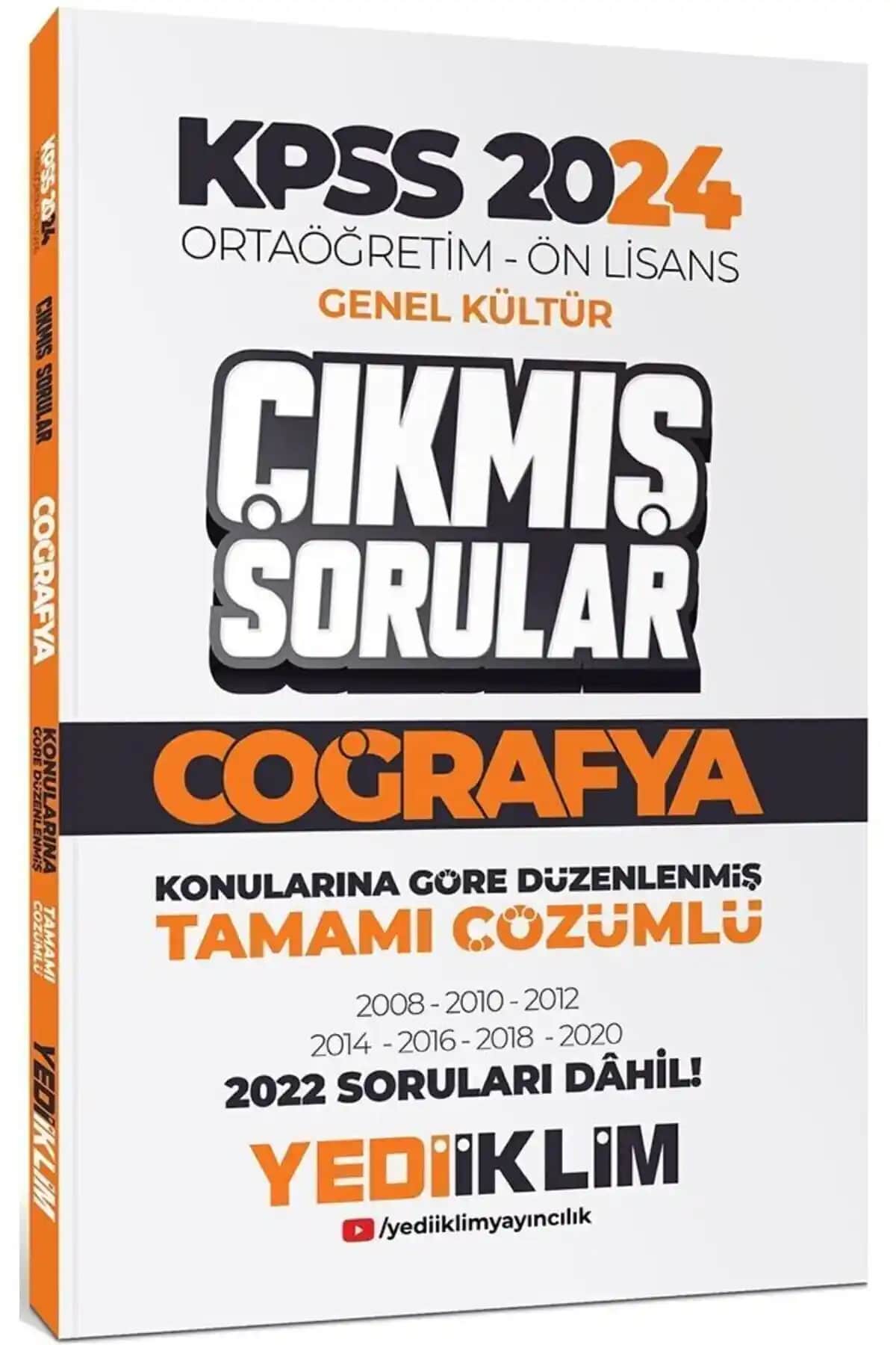 Yediiklim 2024 KPSS Ortaöğretim ve Önlisans Coğrafya Çıkmış Sorular Kitabı