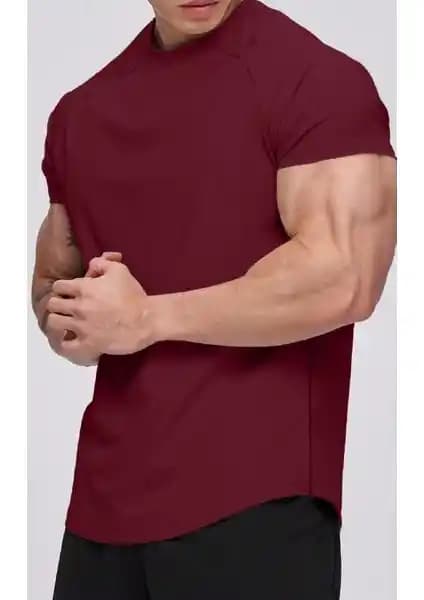 Ghassy Co Erkek Spor ve Günlük Kullanım İçin Oval Kesim Penye T-shirt