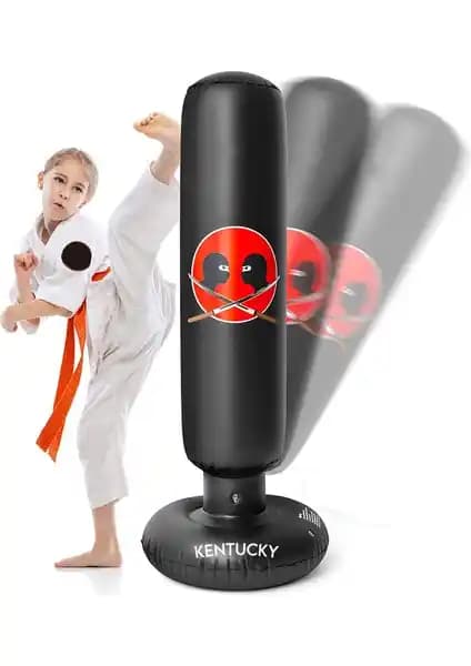 Kentucky Premium Dikey Ayaklı Çocuk Şişme Boks Torbası 120 cm Güvenli ve Eğlenceli Spor Ekipmanı