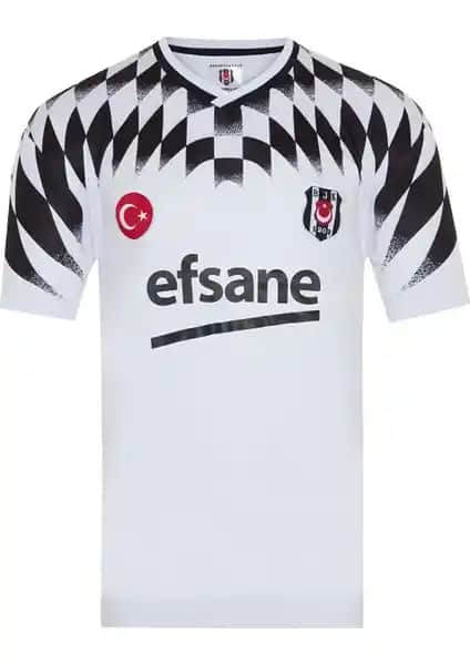 Krtlyvs Beşiktaş Retro Efsane Kısa Kol Beyaz Forma Spor ve Günlük Kullanım İçin