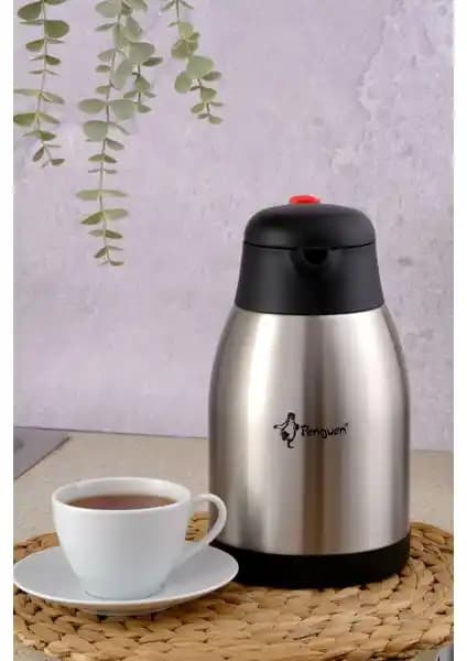 Penguen 1200P Paslanmaz Çelik Çay Termosu 2 Litre Kapasite ile Uzun Süre Sıcak ve Soğuk Tutma Özelliği