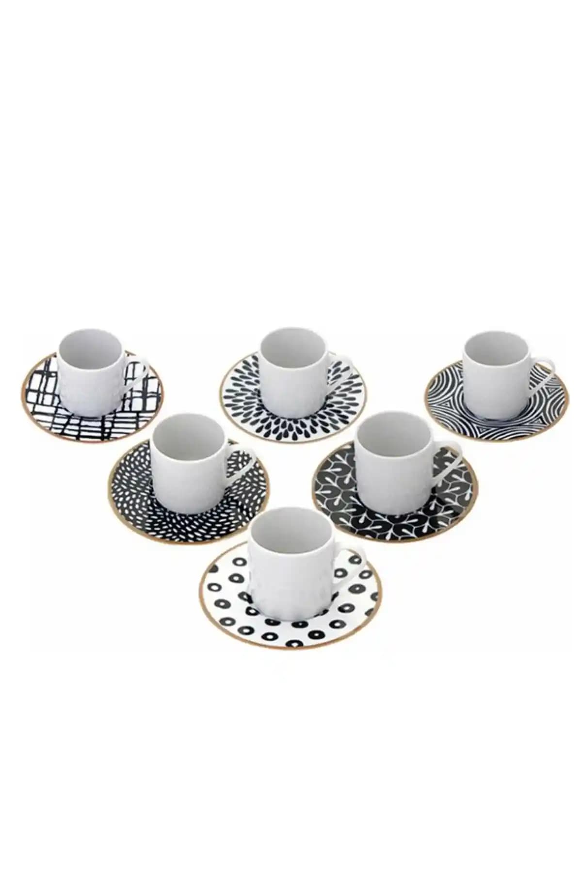 Porland Fractal 12 Parça Kahve Takımı Modern Tasarım ve Dayanıklılık Sunar