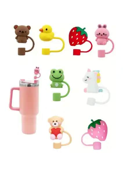 Stanley Marka Silikon Pipet Tıpası 2 Adet Çocuklar ve Gençler İçin Eğlenceli ve Güvenli Aksesuar