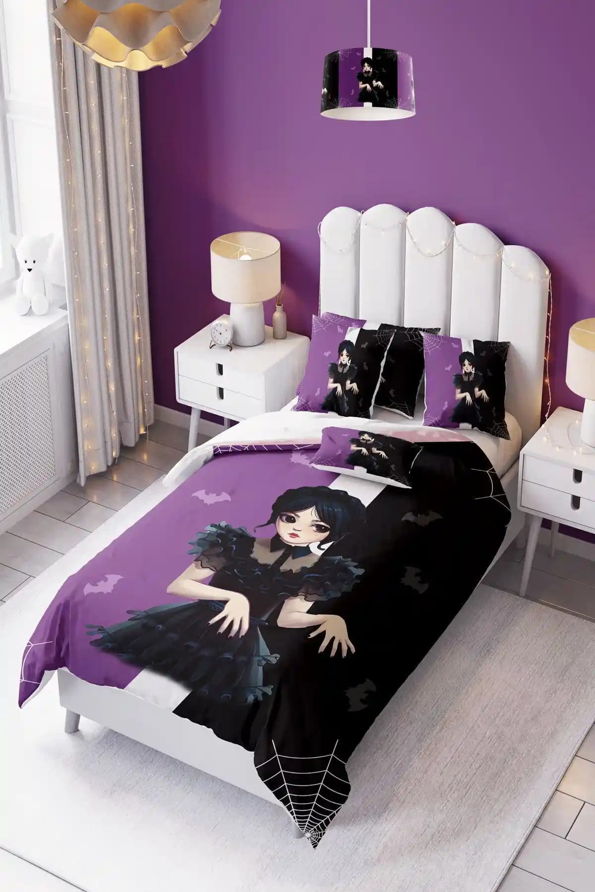 Wednesday Temalı Nevresim Takımlarıyla Yatak Odalarınıza Gizemli Şıklık Katın