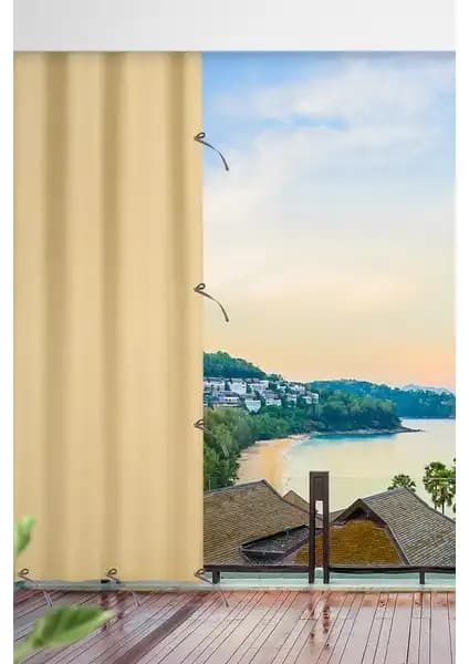 Altın Pamuk Balkon Perdesi Karşılaştırması: Düz Gri ve Bağcıklı Krem Seçenekleri 2