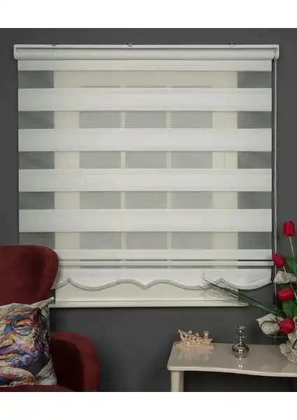 Blind-X Beyaz Geniş Plise ve Çizgili Simli Stor Zebra Perdeleri Karşılaştırması 2