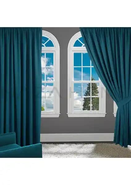 Brillant Fon Perde Petrol Mavi ve Perhal Tek Kanat Yeşil Renk Fon Perde Karşılaştırması