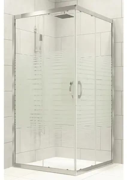 Durul Duşakabin Kare Çizgili ve Siyah Krom Profil ile Modern Banyo Tasarımı 1