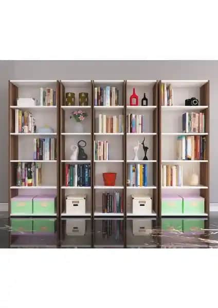 Nur Mobilya 5'li Kitaplık Modelleri Arkalıklı ve Arkalıksız Tasarımlar Karşılaştırması