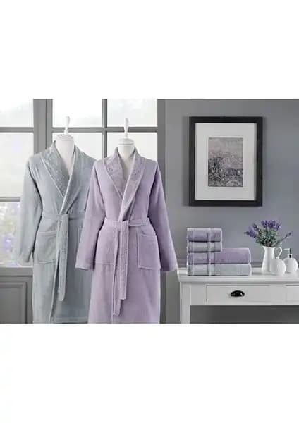 Özdilek Blossom İndigo-Krem ve Dory Lila-Gri Bornoz Setlerinin Karşılaştırması 2