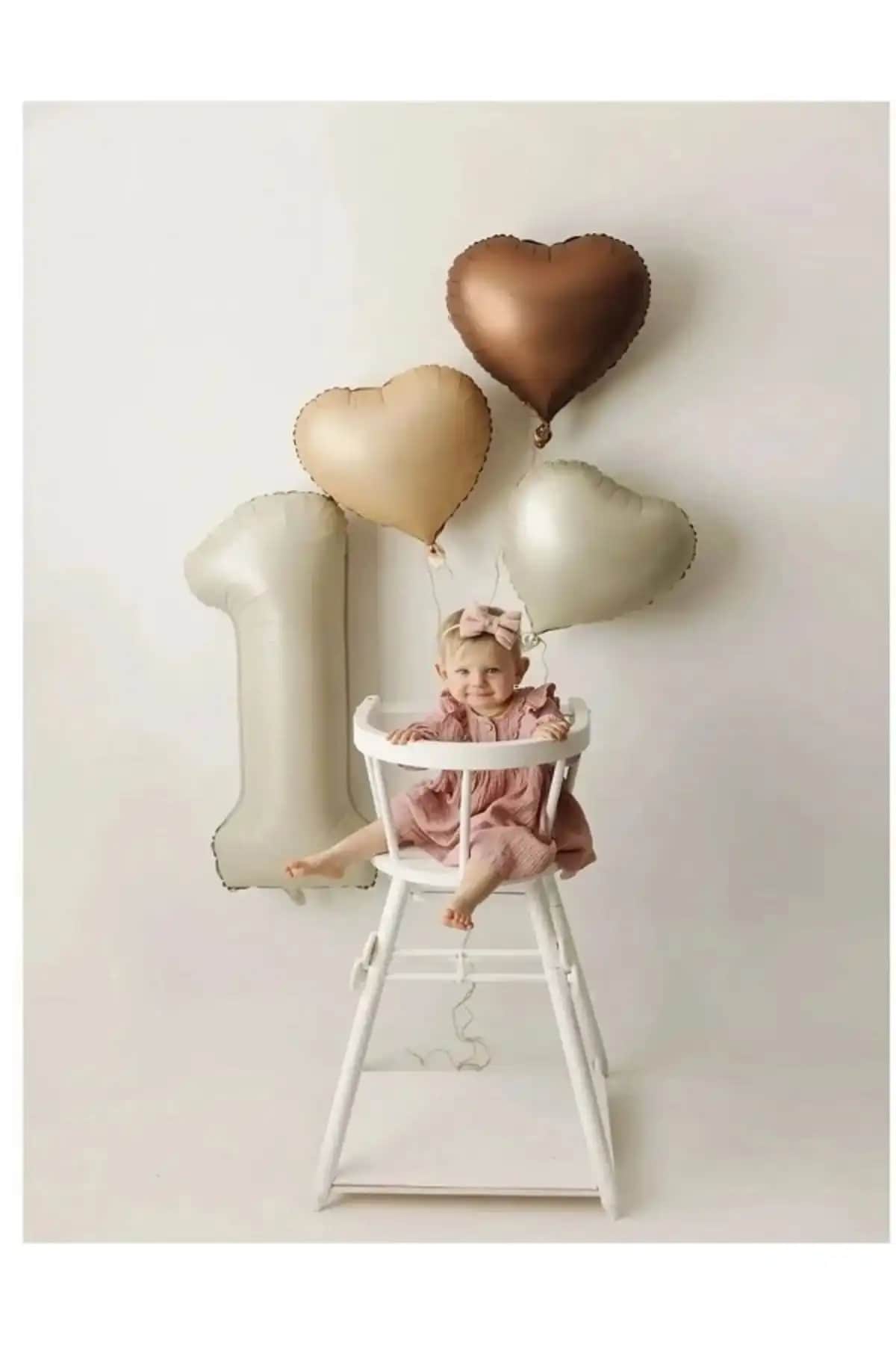 1 Yaş Doğum Günü İçin Pastel Renkli Retro Balon Seti Şık Dekorasyon ve Eğlence İçin Uygun