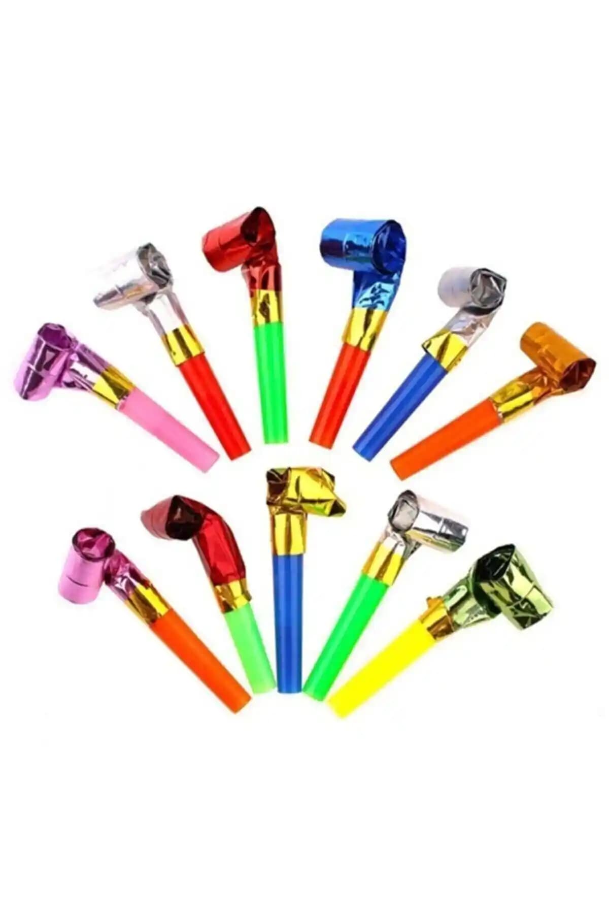 50 Adet Renkli Parti Düdükleri Yılbaşı ve Doğum Günü Kutlamaları İçin Uygun