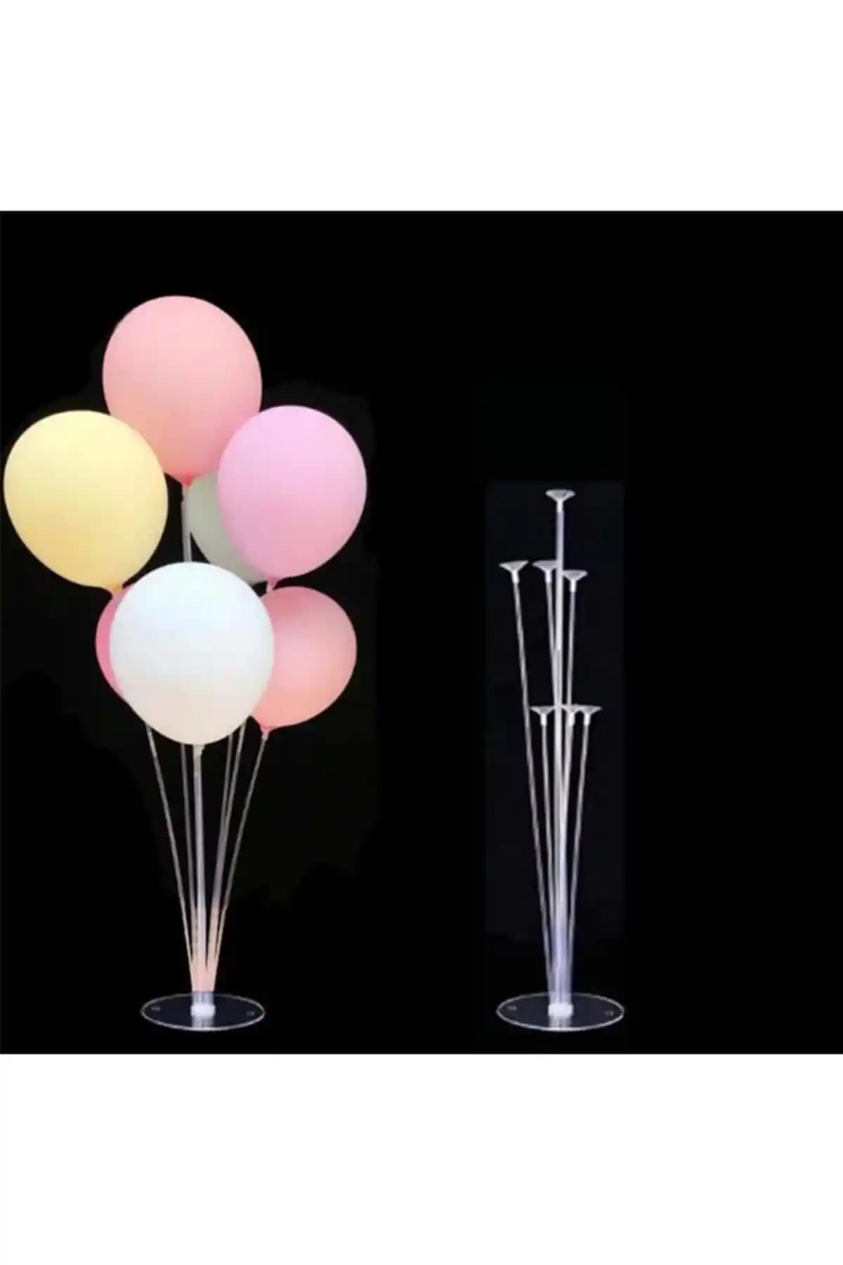 7'li şeffaf ayaklı balon standı doğum günü ve kutlama organizasyonları için ideal dekoratif çözüm