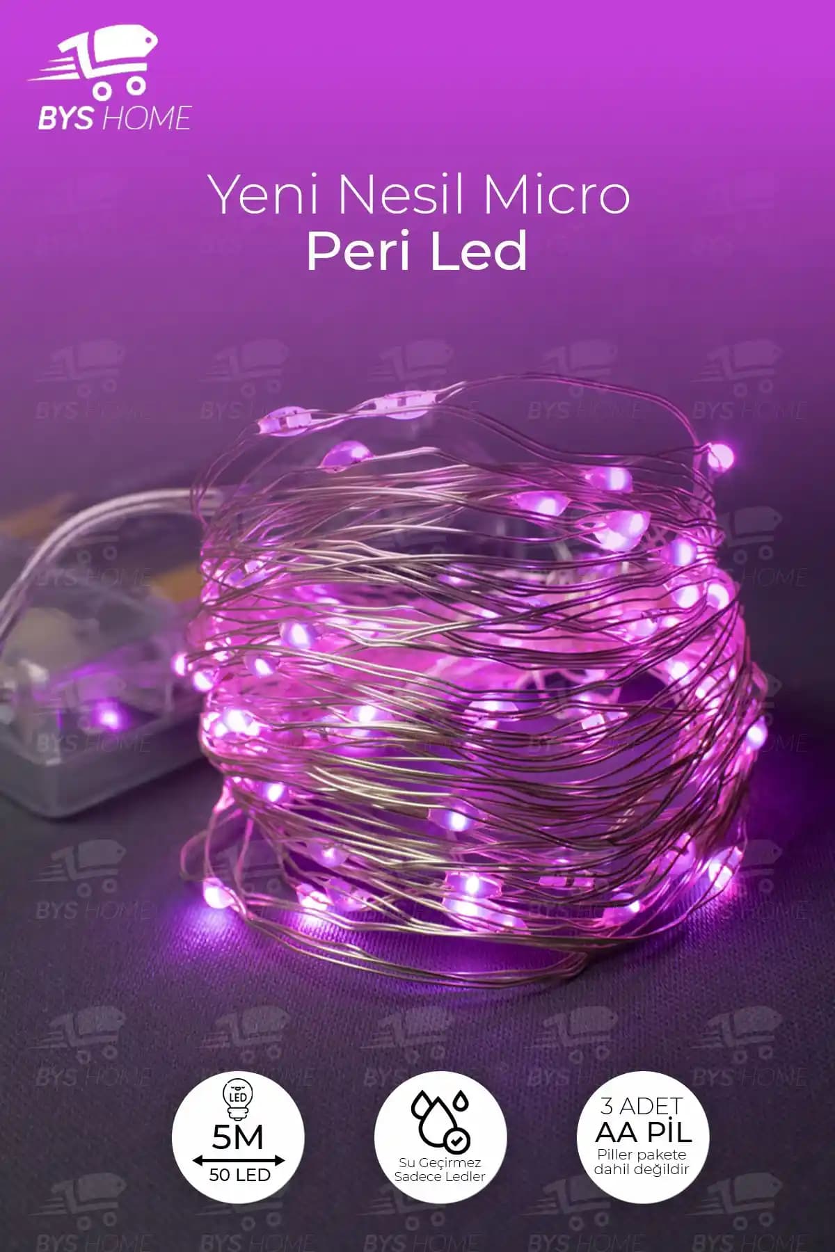 BYSHOME Peri Led 5 Metre Pembe Dekoratif Aydınlatma ile Evinize Şıklık Katın