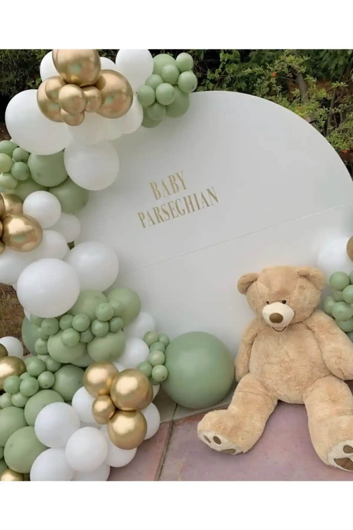 Canbayhobi Küf Yeşili Beyaz Krom Gold Balon Zinciri ile Şık Dekorasyon Seçenekleri