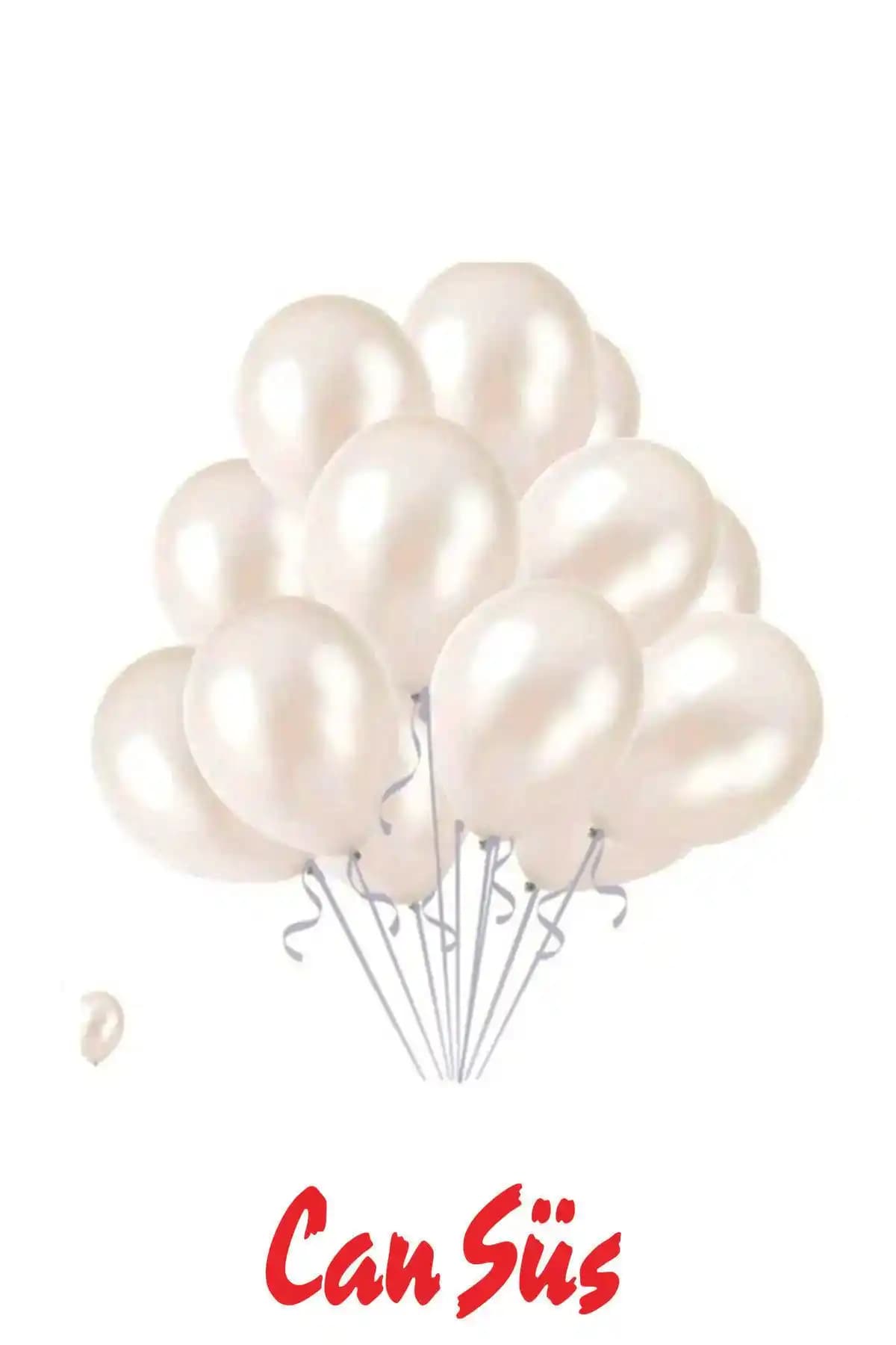 Cansüs Beyaz Metalik Balonlar 5'li Paket ile Etkinliklerinize Şıklık Katın