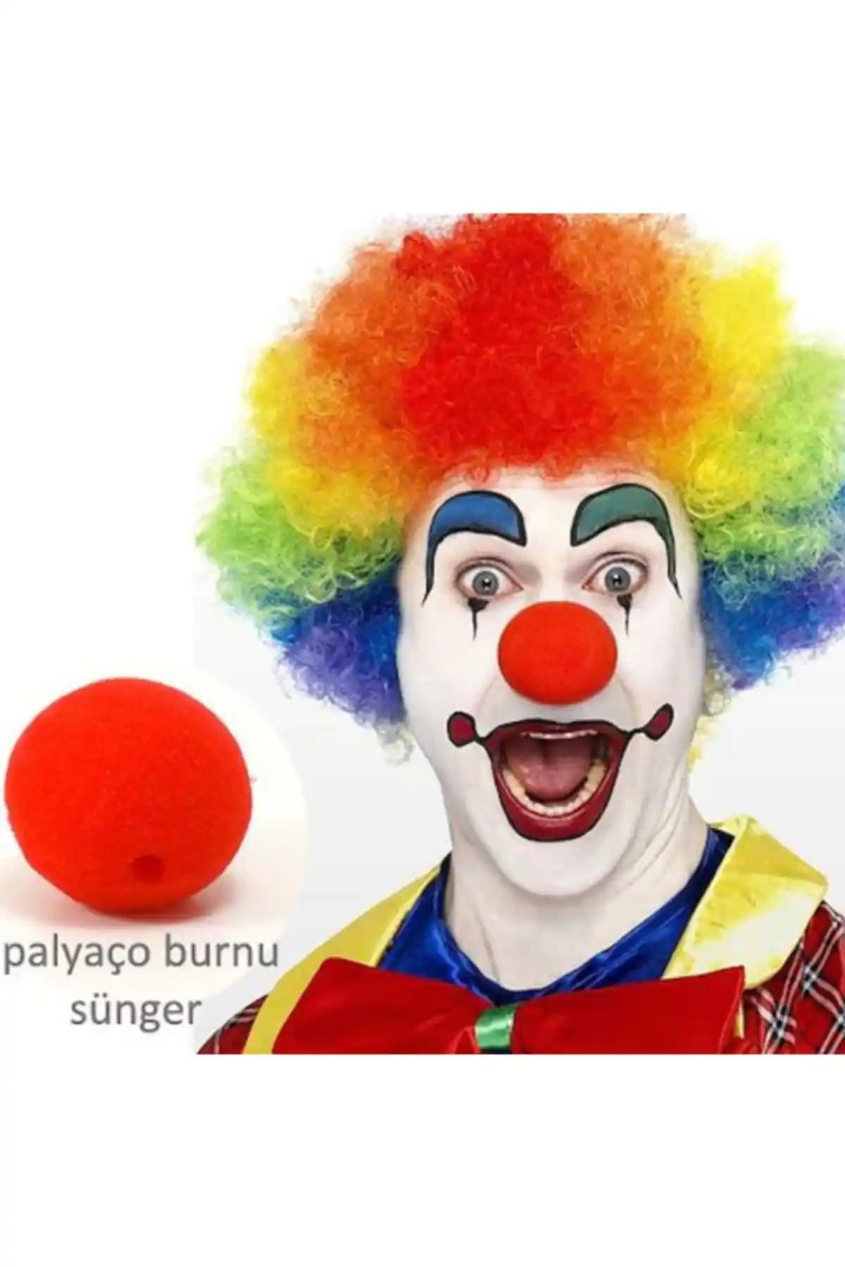 Çocuklar için Renkli Palyaço Kostüm Seti Peruk ve Burun Aksesuarları