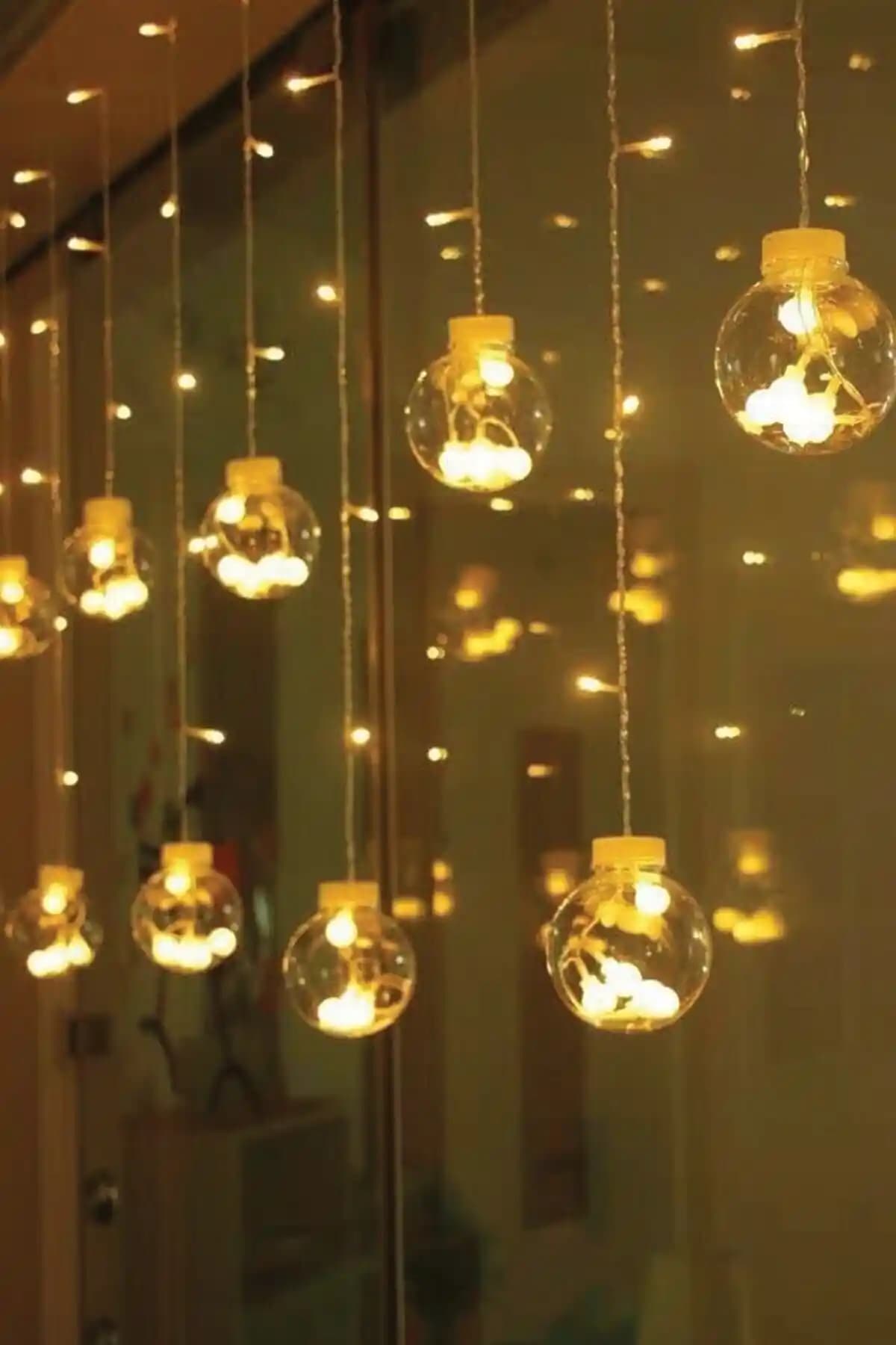 DDTREND Dekoratif Işıklı Top Perde LED Fişli 8 Fonksiyonlu Çok Renkli Atmosfer Süsleme