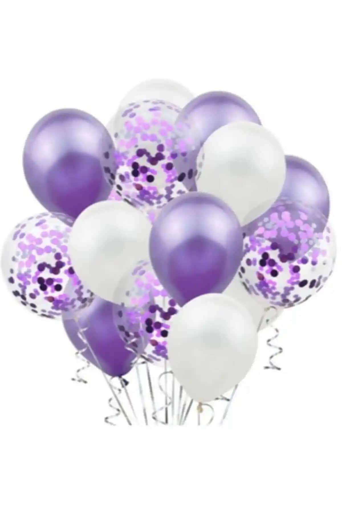 Deniz Party Store Mor Konfetili Şeffaf Balon Seti ile Etkileyici Parti Dekorasyonları