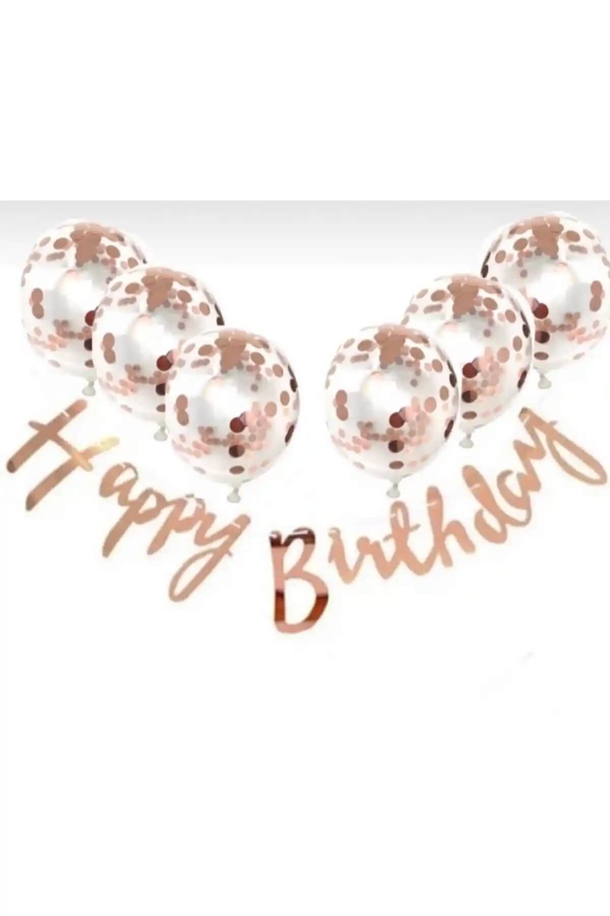 Deniz Party Store Rose Gold Konfetili Şeffaf Balon ile Kutlamalarınıza Şıklık Katın