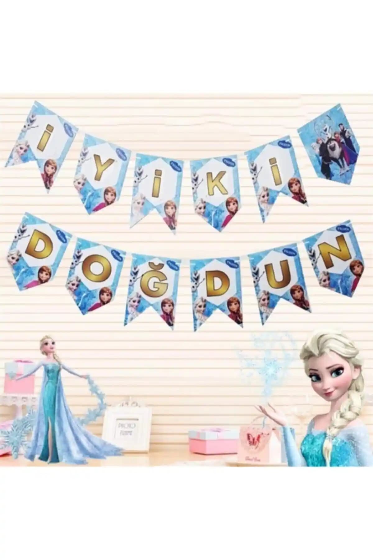 Elsa Frozen Tema Doğum Günü Bannerı 2,5 Metre Uzunlukta Renkli ve Dayanıklı