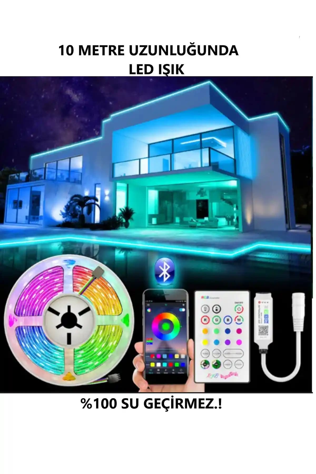 Genel Markalar 10 Metre Akıllı Ses ve Görüntü Duyarlı LED Şerit Atmosfer Ayarı
