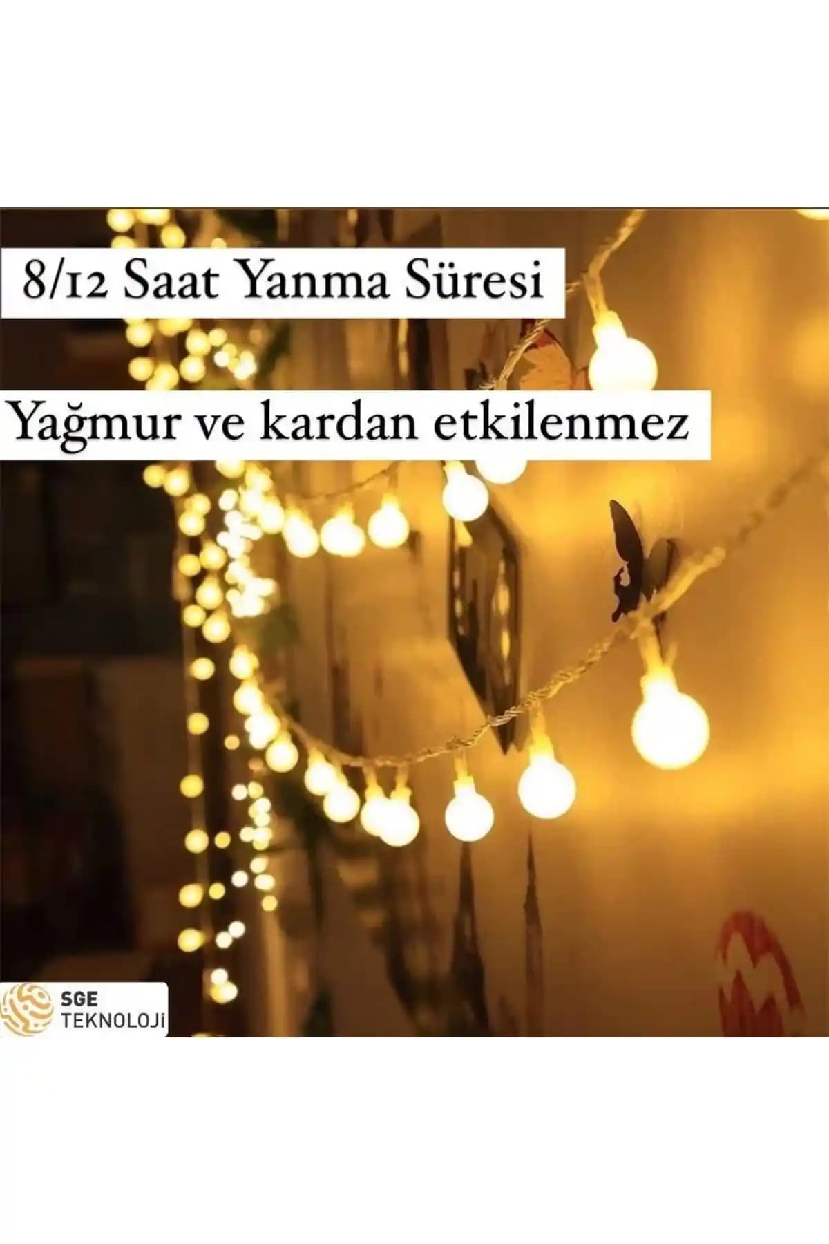 Güneş Enerjili LED Işık Seti Bahçe ve Balkon Dekorasyonu İçin Uygun