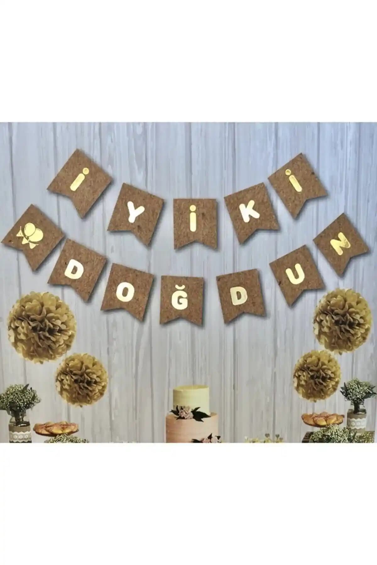Kraft Gold Altın Sarısı Doğum Günü Bannerı Şık ve Dayanıklı Dekorasyon Aracı