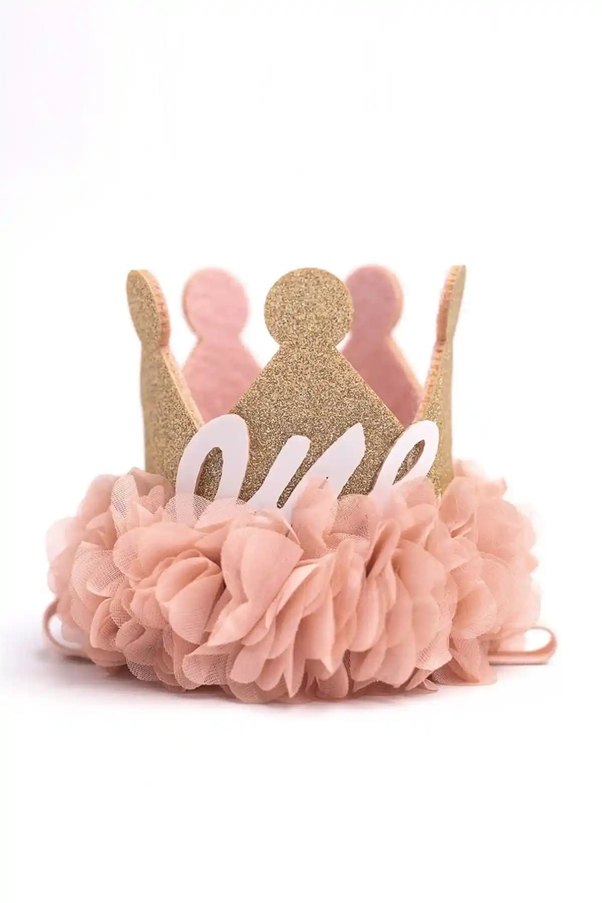 Le Mabelle 1 Yaş Kraliçe Doğum Günü Tacı Pudra Renk Şıklık ve Konfor Sunar