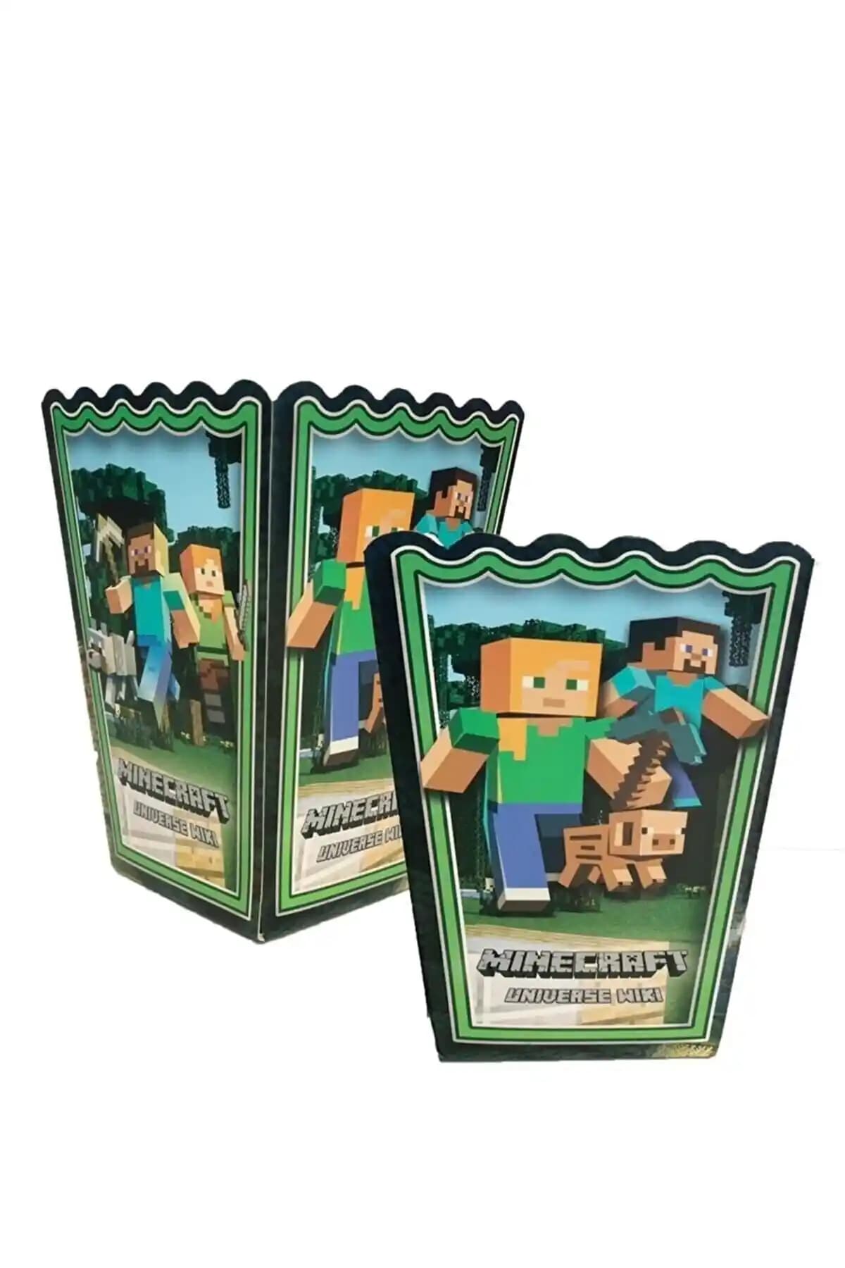 Minecraft Temalı 8 Adet Mısır İkram Kutusu Çocuk ve Yetişkin Partileri İçin Ideal