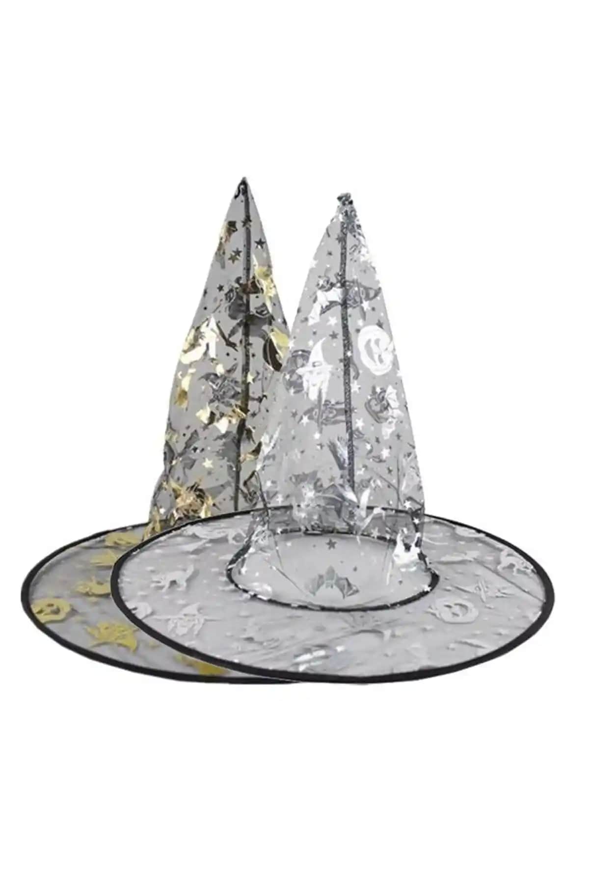 Pandoli Çift Taraflı Halloween Ca<dı> Şapkası İnce Tül, Renkli ve Dikkat Çekici Tasarım