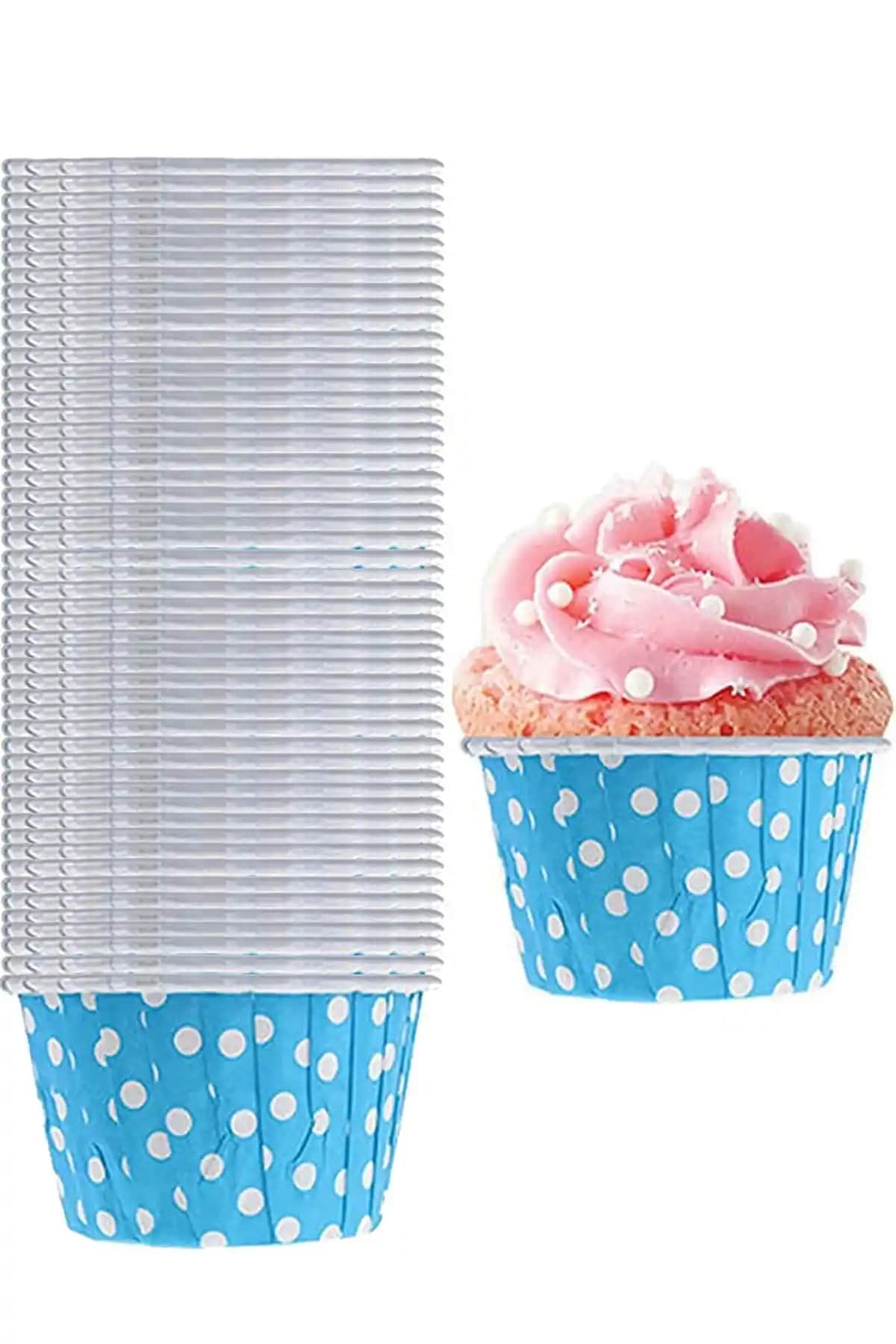 Parti Dolabı 50'li Açık Mavi Puantiyeli Kağıt Muffin ve Sufle Kapsülü İncelemesi