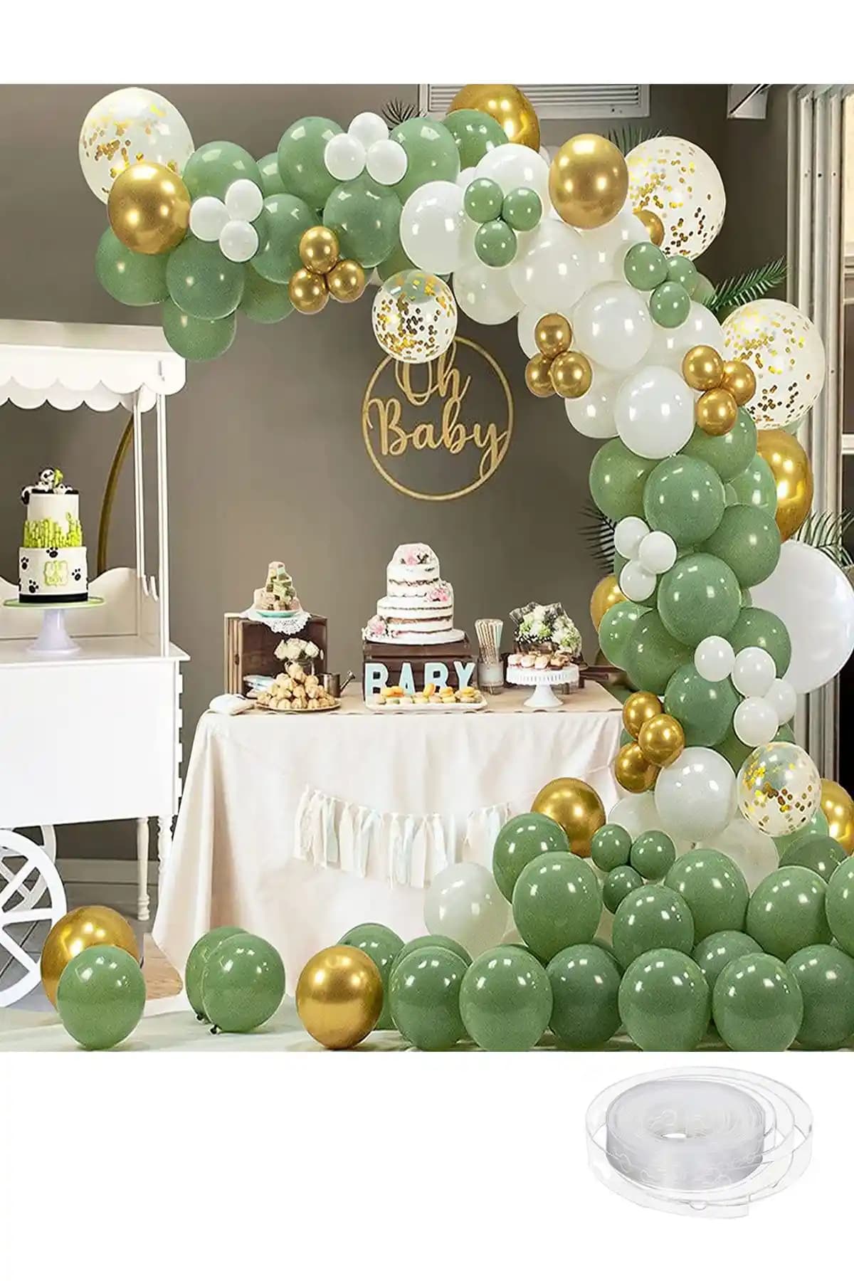 Parti Dolabı 65 Balonlu Balon Zinciri Renkli ve Şık Doğum Günü Dekorasyonu İçin