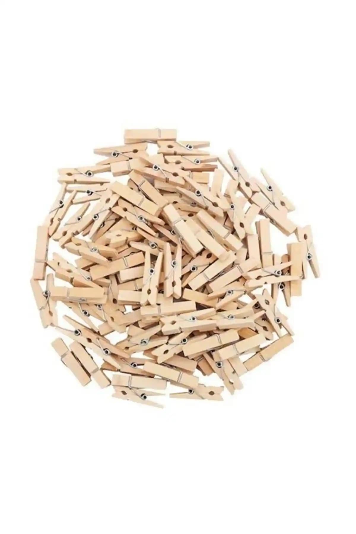 Parti Dolabı Ahşap Küçük Mandal Seti 100 Adet Dayanıklı ve Estetik Tasarım