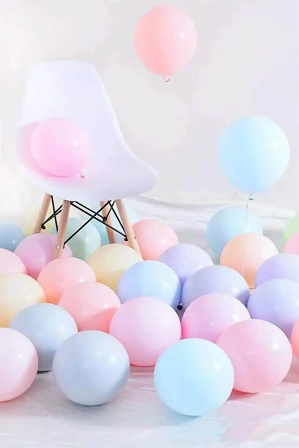 Parti Dolabı Makaron Pastel Renkli 50'li Balon Seti ile Dekorasyon ve Eğlence