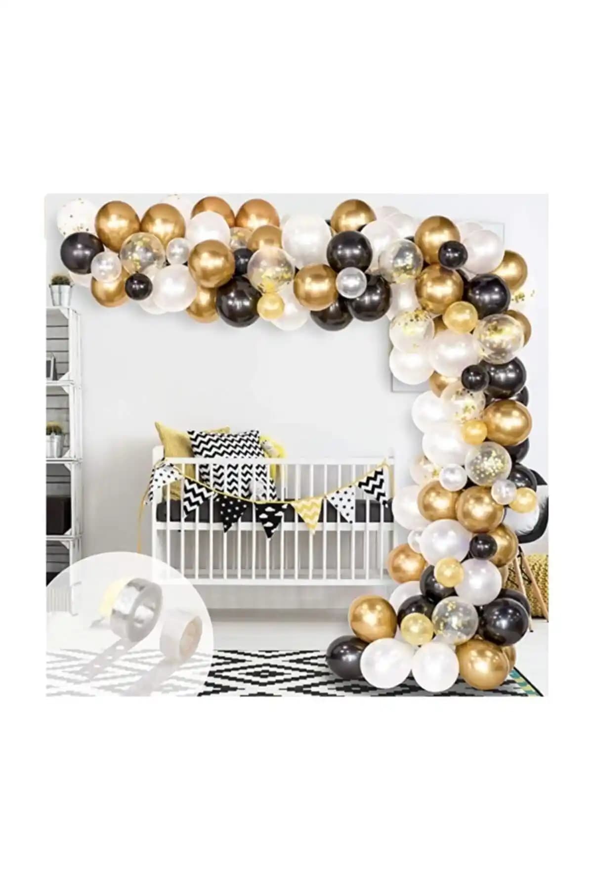 Parti Dolabı Siyah Beyaz Gold Krom Seti: Şık ve Modern Dekorasyon İçin Idealdir