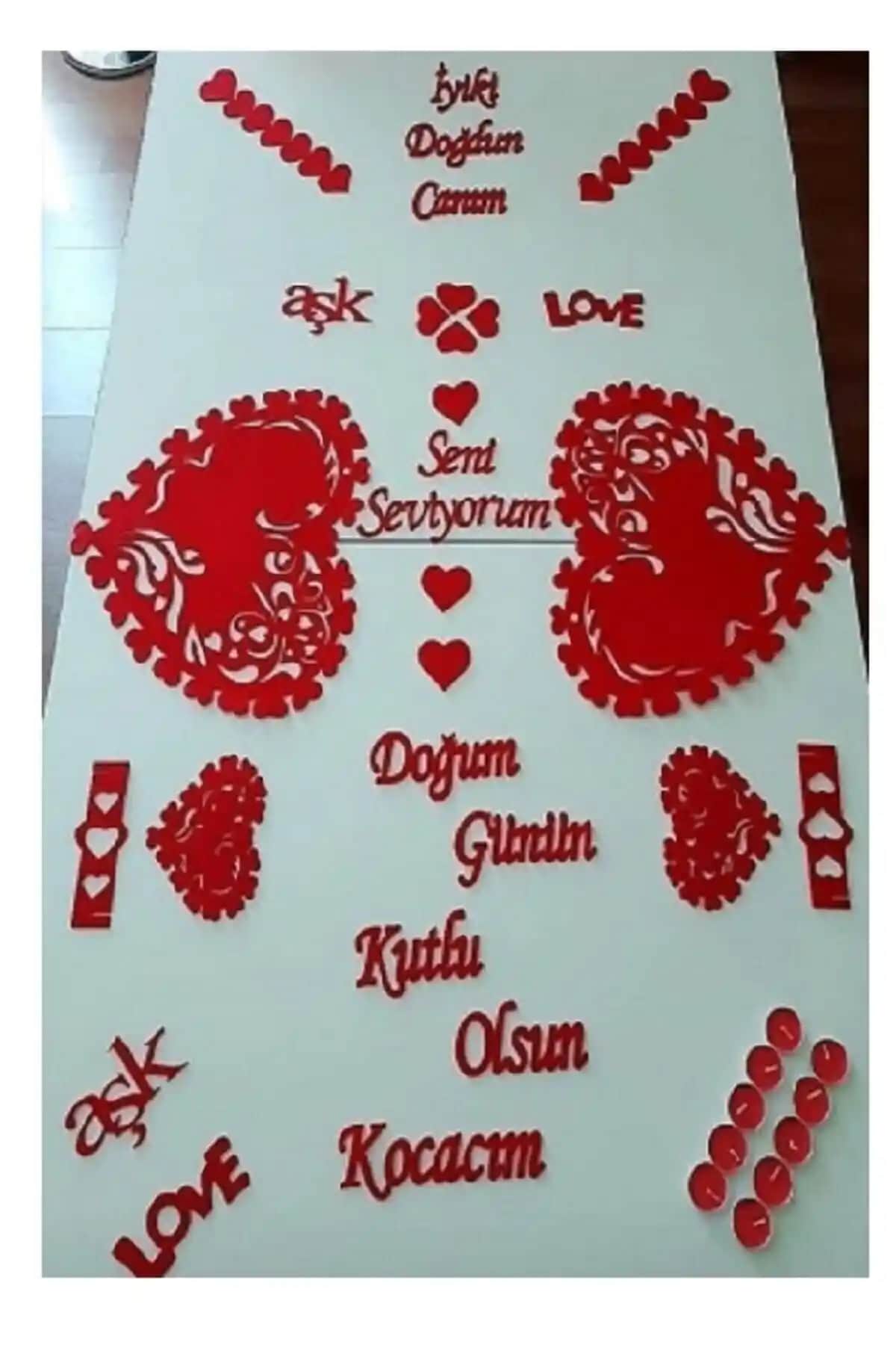 Parti Selesi 25 Parça Romantik Doğum Günü Masa Süslemesi Keçe Seti Detaylı Tanıtım