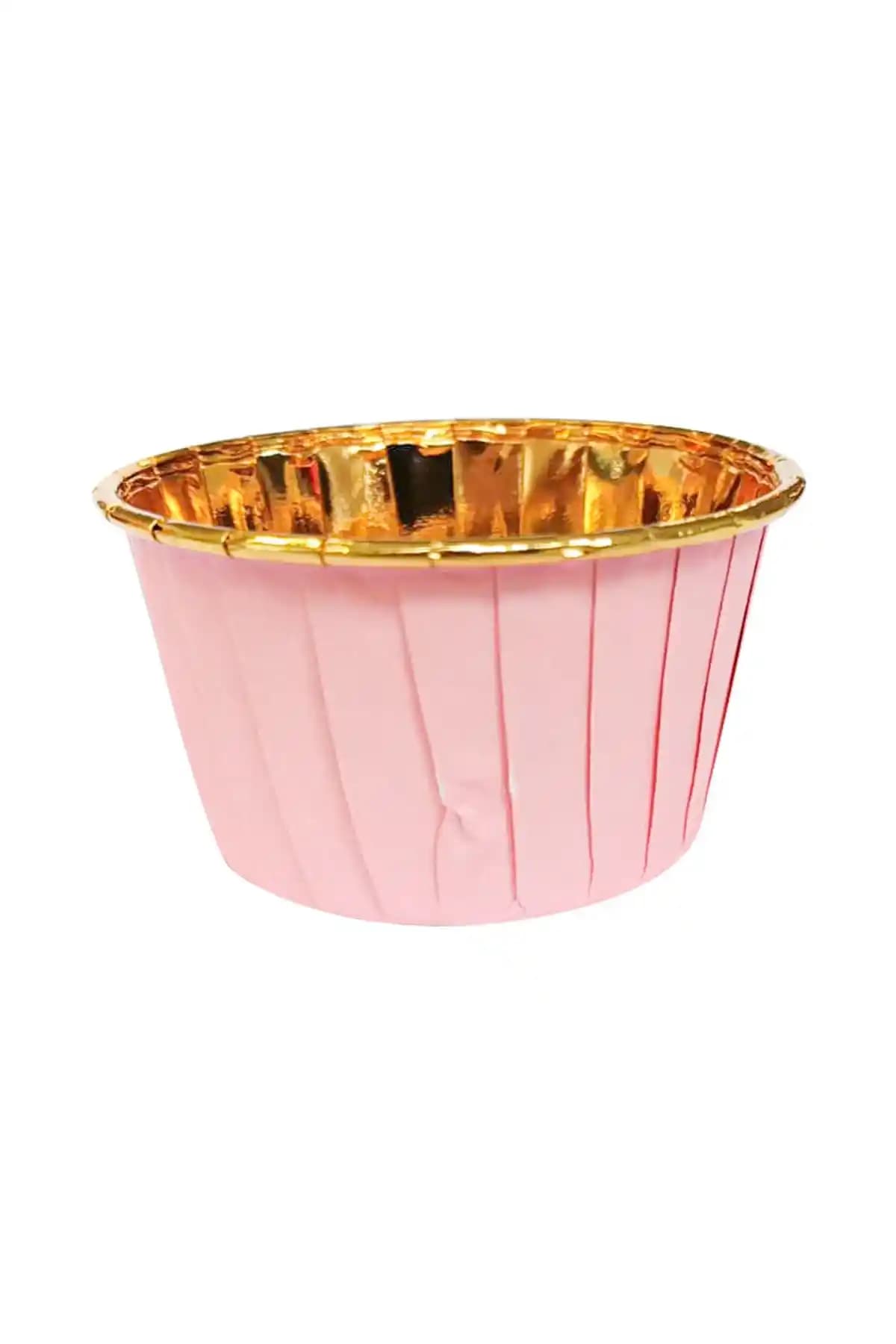 Partiada Metalik Pembe Gold Muffin Kek Kalıbı Şık Tasarım ve Dayanıklı Kullanım