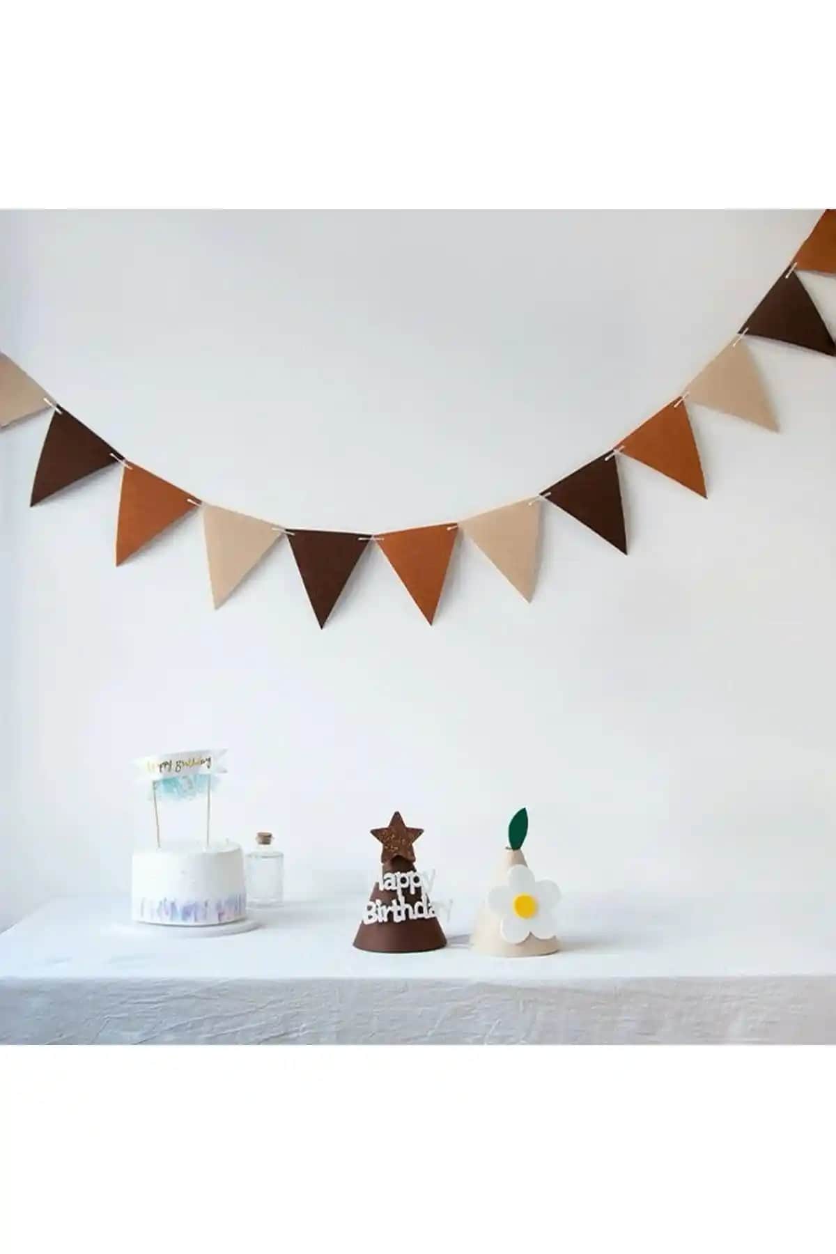 Partifabrik Kahve Tonlar 12 Parçalı Üçgen Dekoratif Duvar Süsü İç Mekan Dekorasyonu