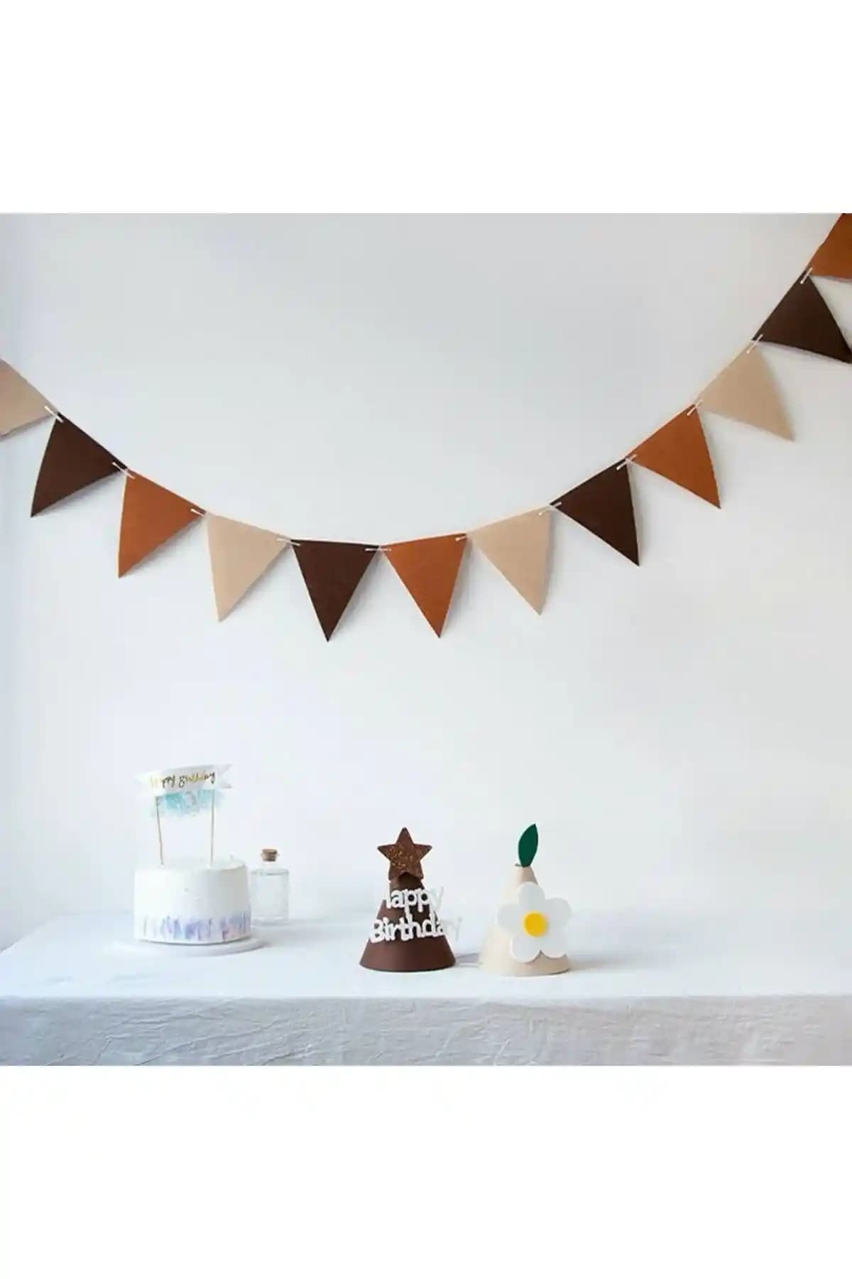 Partifabrik Kahve Tonlar 12 Parçalı Üçgen Dekoratif Duvar Süsü İç Mekan Dekorasyonu