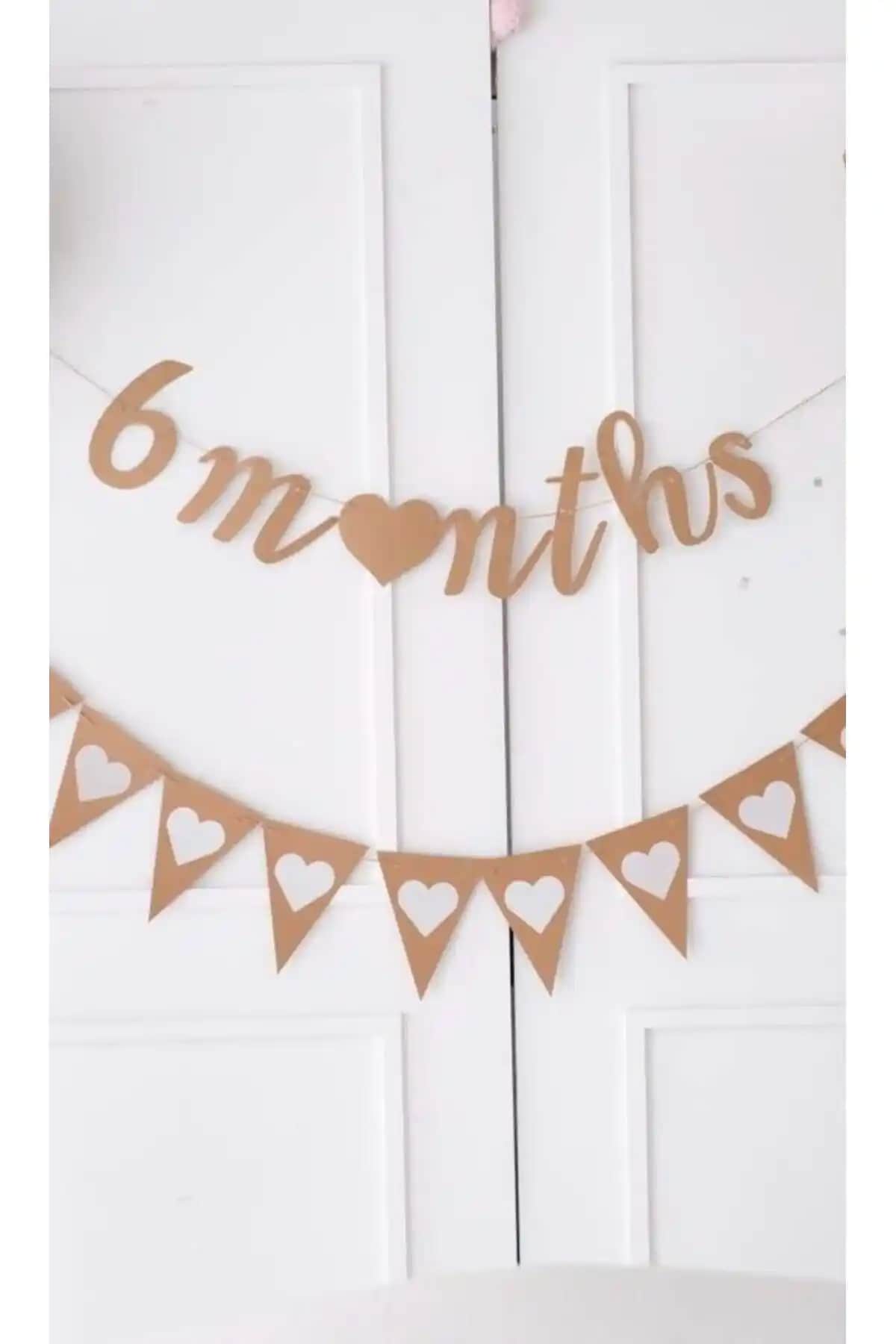 Partifabrik Yarım Yaş 6 Ay Kraft 2 Li Duvar Süsü Bebek ve Çocuk Odası Dekorasyonu