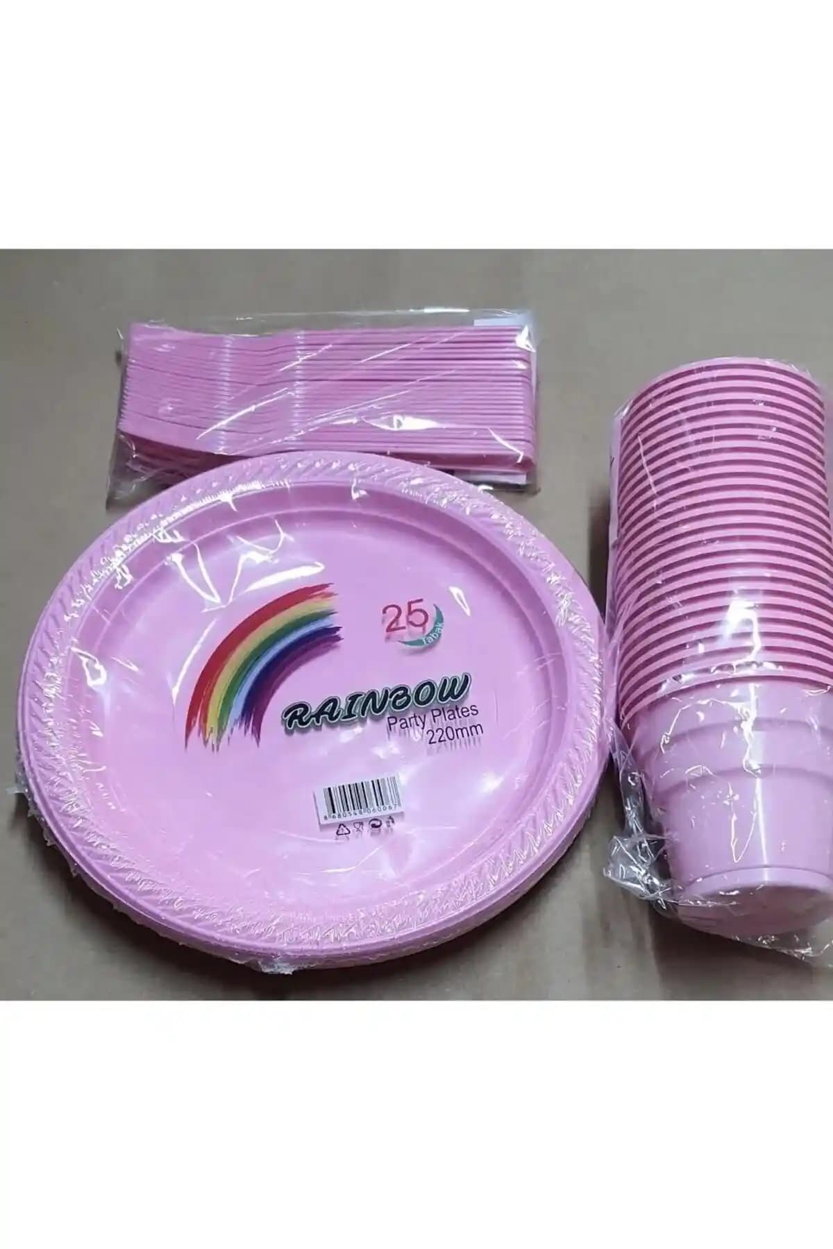 Pembe Tabak, Bardak ve Çatal Seti: Partileriniz İçin Kullanışlı ve Estetik Çözüm