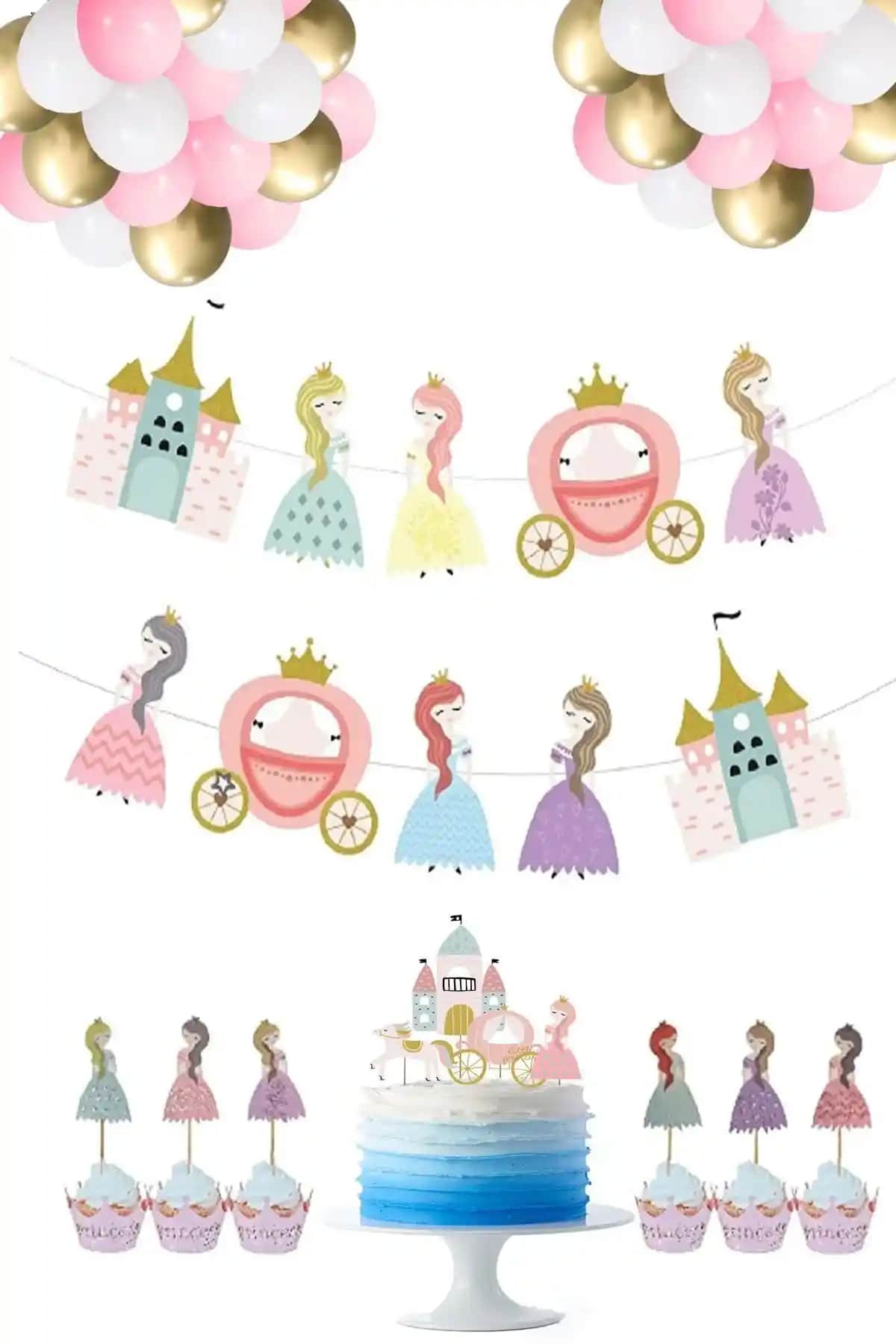 Rapunzel Prenses Temalı Çocuk Parti Seti Renkli ve Kaliteli Doğum Günü Dekorasyonu