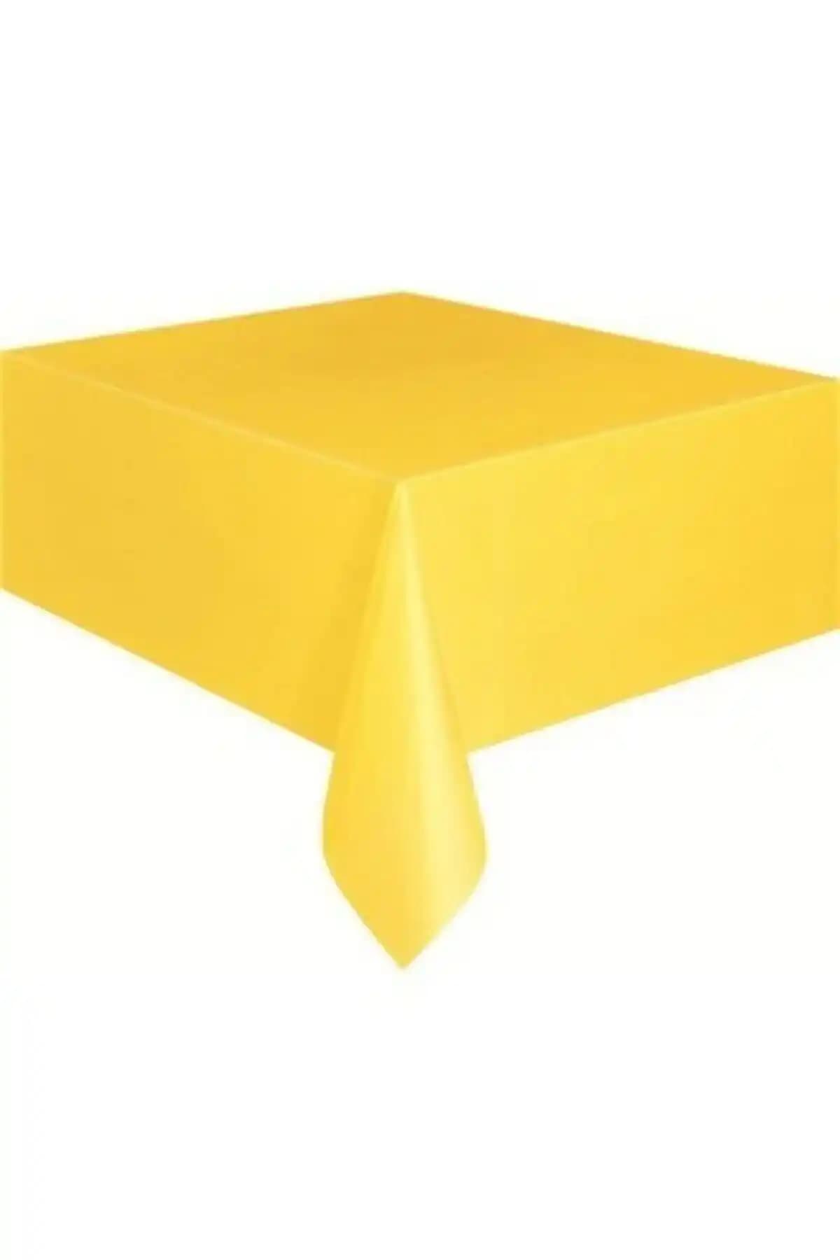 Sarı Renk Kullan At 120x180 Cm Plastik Masa Örtüsü Doğum Günü ve Partiler İçin