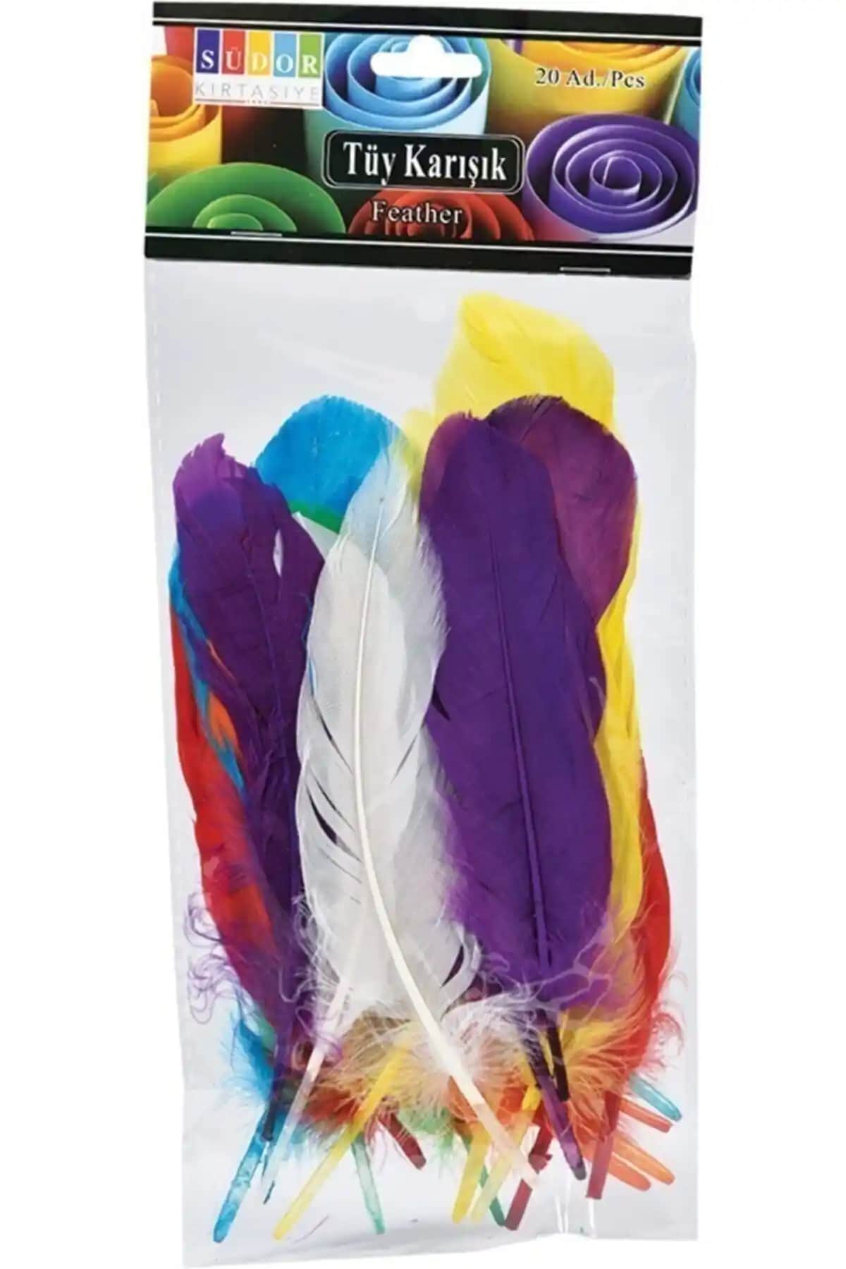 Südor Renkli Kuş Tüyü Seti 12'li Canlı ve Yaratıcı Dekorasyon Seçeneği