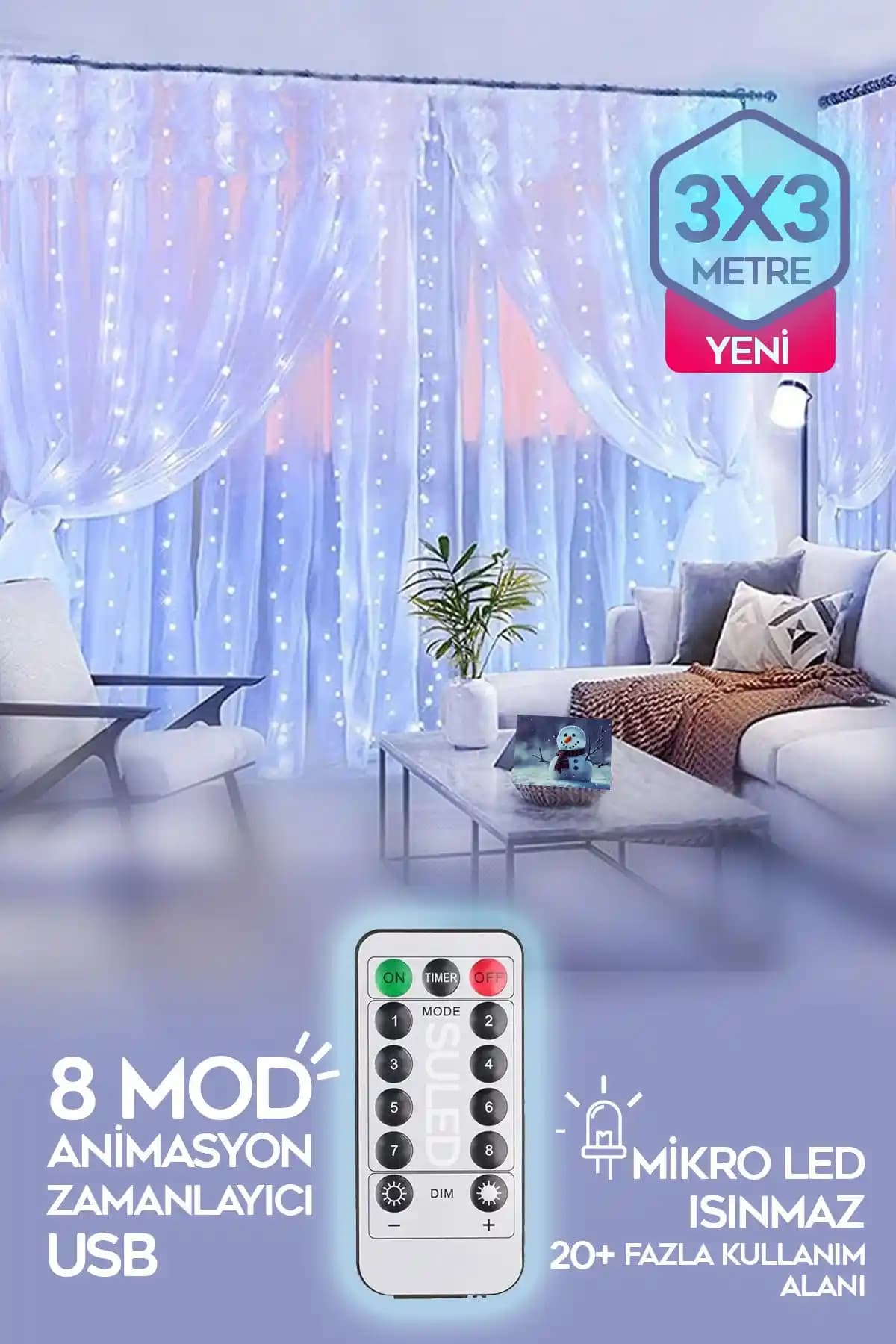 SULED Beyaz Perde Led 3x3 Metre Modern İç Mekan Aydınlatma Çözümü