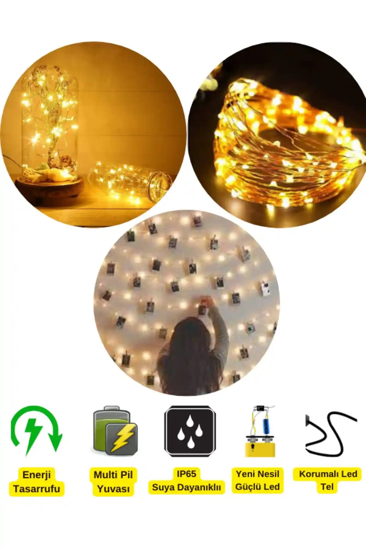 SULED SL-1046 5 Metre Sarı Peri LED Şerit Dekoratif ve Pratik Aydınlatma Çözümü